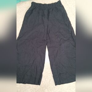 Anthropologie 100 Linen Black Wide-Leg Pants S. FINAL PRICE DROP